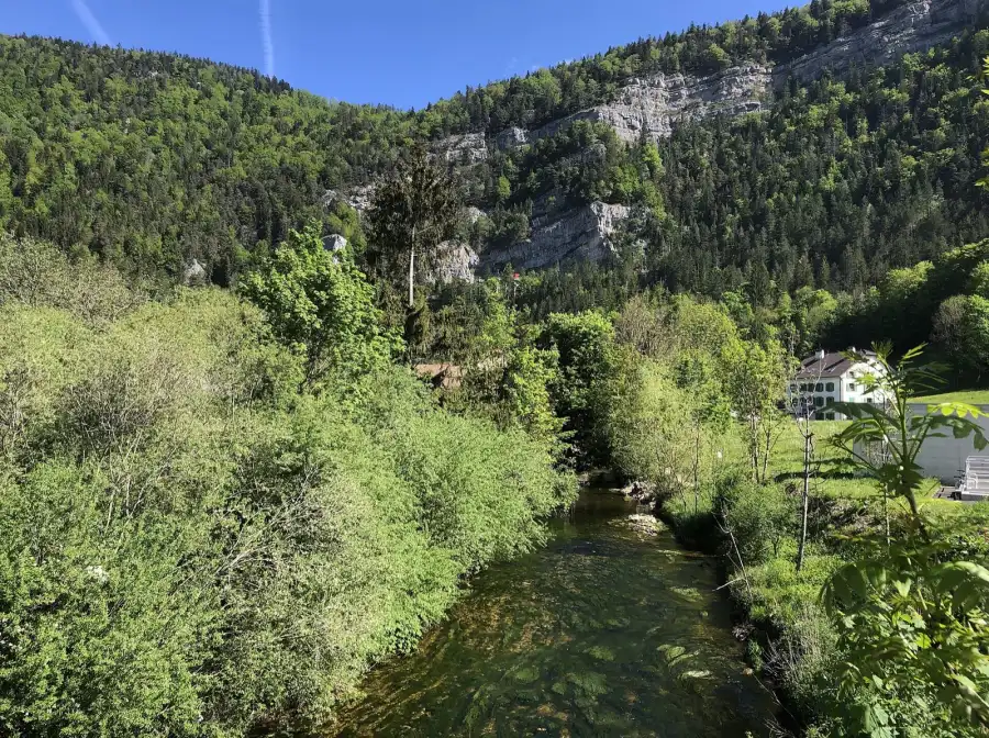 The river Areuse at Noiraigue, below the Creux du Van